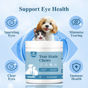 FAYWELL - Tear Stain Chews Supplement for Dogs & Cats, Minimize Tearing, Lutein and Astaxanthin Support Eye Health, 120ct/300g